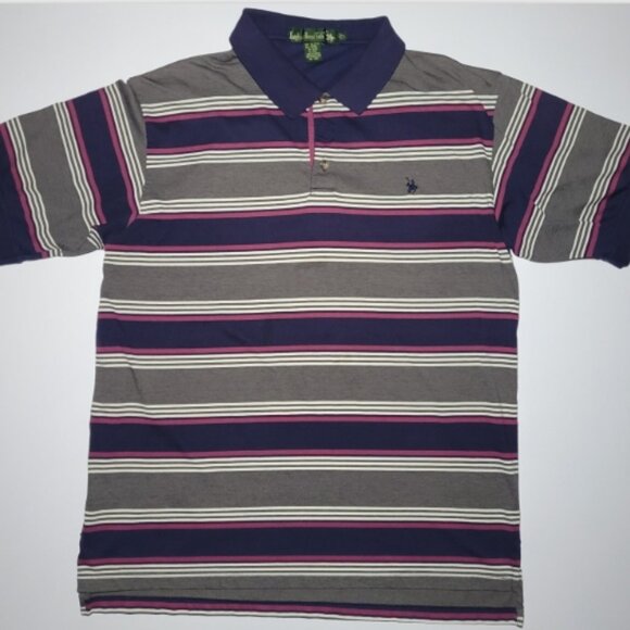 Knights of The Round Table Mens Multicolored Stripes Short Sleeve Polo Size 2XLT - Picture 1 of 12